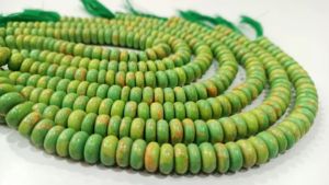 Perles de pierre turquoise cuivrée verte naturelle, rondes, lisses, 8 pouces - Product Image 2