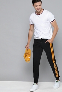 Pantalon de survêtement d'hiver en molleton respirant en coton noir pour homme avec cordon de serrage et taille élastique, style décontracté - Product Image 2