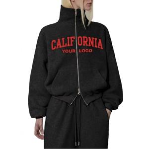 Ensemble de survêtement zippé pour femme en polaire épaisse de qualité supérieure, motif graphique corail vibrant TN, coupe oversize, deux pièces, tenue décontractée - Product Image 6
