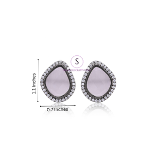 Handmade Designer Jewellery Stud Stone Grey Crystals Designer Jewellery Earrings for Women and Girls for Wedding Haldi, Mehndi - Product Image 2