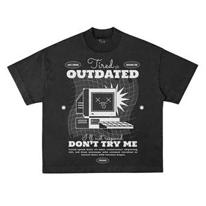 เสื้อยืดคอตตอนสำหรับผู้ชาย พิมพ์ลายแบบซับลิเมชั่น เนื้อผ้าบางเบา ทรงบ็อกซี่ฟิต ล้างสีแบบแอซิดวอช สีซีดจางแบบซันเฟด เสื้อยืดเนื้อหนา - Product Image 1