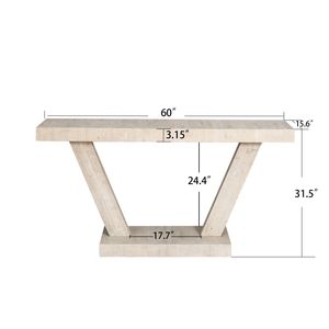 Armadio portaoggetti da 60 pollici Vintage in legno a 2 livelli con impiallacciatura solida con Design rustico per ingresso per divano da soggiorno - Product Image 6