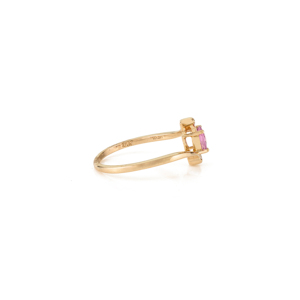 Anillo de Oro Amarillo Sólido K14 con Zafiro Rosa y Diamantes de Corte Redondo de Primera Calidad, Joyería Minimalista para Mujer - Product Image 5