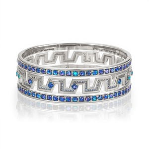 Brazalete de Plata de Ley 925 con Ópalo de Fuego Azul, Joyería Fina de Lujo, Brazalete con Piedra de Nacimiento para Mujer - Product Image 5