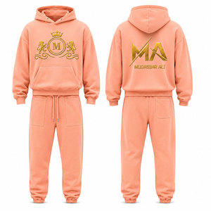 Chándal Vintage Coral para Hombre Mudassar, con Capucha, 100% Algodón, 480 GSM, Transpirable, de Secado Rápido, con Logotipo Estampado y Cordón Ajustable - Product Image 1