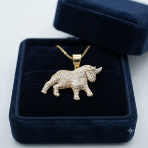 Collar con Colgante de Diamante Moissanita Inspirado en el Animal del Zodíaco Tauro, Diseño Moderno y Personalizado, Oro Sólido de 10K, para Hombre, Regalo - Product Image 5