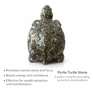 Figurine de tortue en pyrite naturelle sculptée, pierre d'énergie Feng Shui pour la richesse, la chance et la guérison, décoration, cadeau de Gujarat Asy Crystal - Product Image 4