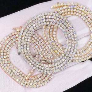 Collier chaîne tennis Hiphop chrétien en argent sterling 925 avec diamants VVS RB Gems, 2 mm x 65 mm, chaînes fines pour femmes et hommes - Product Image 3