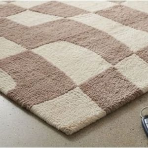 Best Price Modern Geometric Checkered Area Rug Rectangle Wool Polyester Flat Weave Non-Slip Rubber Backing Living Room Use - Product Image 6