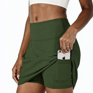 High Quality Women's <b>Black</b> Pleated Tennis <b>Skirt</b> Elastic Waist Moisture Wicking Breathable Quick Dry Solid Color Four-Way Sport - Product Image 2