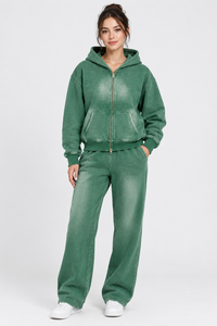 Pantalon de jogging surdimensionné délavé effet soleil pour femme, style streetwear décontracté en mélange de coton, coupe ample, mode vintage - Product Image 3