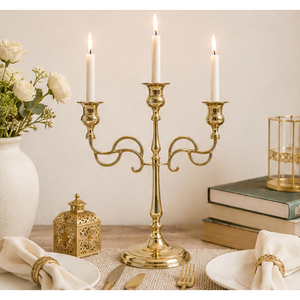 Candélabre en métal doré à 3 bras, porte-bougie décoratif pour centre de table de mariage, vente en gros, au meilleur prix - Product Image 2
