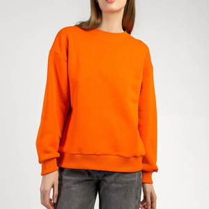 Sudaderas OEM con cuello redondo, letras bordadas, hombros caídos, mangas largas, sudaderas con capucha personalizadas para mujer, sudadera de algodón con diseño frontal. - Product Image 2