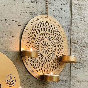 Handmade Gold Mandala <b>Wall</b> Hanging Candle Holder Set Decorative Boho Tealight <b>Sconce</b> Home Decor <b>Wall</b> Hanging Tea <b>Light</b> Holder - Product Image 5