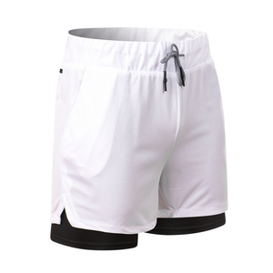 Shorts de sport 2-en-1 pour hommes grandes tailles, à compression, écologiques, longueur genou, respirants, vintage, taille mi-haute, avec cordon de serrage, tricotés - Product Image 3