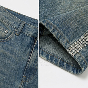 Custom Rhinestone Denim Shorts <b>Mens</b> Cotton Jean Shorts Crystal <b>Studded</b> Streetwear OEM Process Impex - Product Image 6