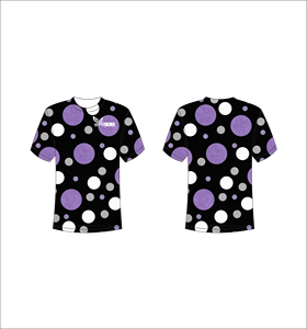 T-shirt à manches courtes pour homme à pois noir, violet, blanc, imprimé par sublimation, respirant, coupe classique, col rond, vêtement décontracté - Product Image 1