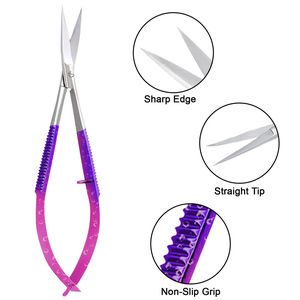 Ciseaux à cuticules professionnels de qualité supérieure, robustes, à ressort, lames courbées en acier inoxydable, manche en acier - Product Image 2