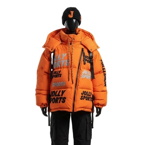 Chaqueta acolchada de invierno para mujer de tela de nailon GSM alta, diseño acolchado de Color naranja, chaqueta acolchada con logotipo de transferencia de calor personalizada para mujer - Product Image 1