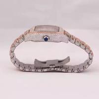 Montre pour homme de haute qualité avec mouvement à quartz, boîtier carré, diamant moissanite, or rose, pour les activités de plein air