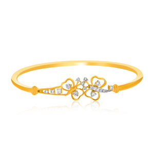Bracelet en or rose 14 carats pour femme, diamant de laboratoire taille brillant rond, design vague classique - Product Image 2