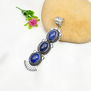 Colgante de Lapislázuli, Aleación de Cobre, Gema, Joyería Hecha a Mano, Alta Calidad, Certificado IGI, Elegante Collar para Boda - Product Image 2
