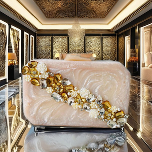 Bolso de Mano Artesanal de Resina Epoxi Molten Muse con Logotipo, Decoración de Diamantes y Flores, Cierre Magnético Impermeable, Accesorio de Moda para Uso Diario - Product Image 1