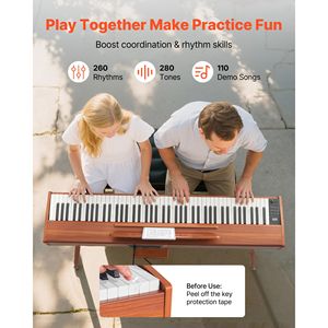 Pianoforte Elettrico a 88 Tasti Pesati con Supporto per Spartiti e Pedali Tripli, Design Compatto, Adattatore di Alimentazione - Product Image 4