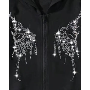 Conjunto de chándal oversize para hombre con pedrería, estilo vintage, holgado, de algodón grueso, con logo personalizado - Product Image 4