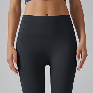 High Quality Women's Nylon High Waist <b>Leggings</b> Soft Breathable Workout Sports Pants <b>Pockets</b> Custom Logo Solid Yoga Pants - Product Image 6