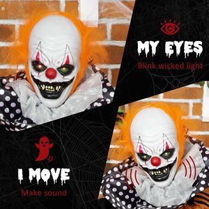 Clown da Circo Animato Parlante a Grandezza Naturale da 65 Pollici, Decorazione di Halloween con Movimento e Suono Attivati, con Palloncino, per Esterni - Product Image 5