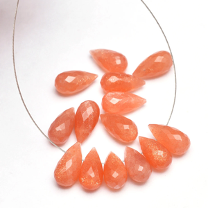Piedras de piedra lunar calibradas en forma de lágrima de 6x12 mm, calidad AAA+, piedras de piedra lunar natural color melocotón, piedras semipreciosas facetadas para joyería. - Product Image 1