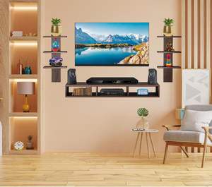 Mueble para TV y Decodificador de Madera Sintética con Estantes para Libros y Decoración, para Sala de Estar, Oficina, Comedor - Product Image 3