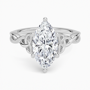 Bague BOJ 038 en argent 925, coupe marquise, nœud d'amour celtique, diamant 2 carats couleur D VVS1, moissanite certifiée GRA, vente à prix réduit - Product Image 1