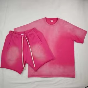 Conjunto de 2 Piezas de Camiseta Azul Lavada al Ácido, Estilo Casual para Hombre, Verano 2025, Transpirable, de Algodón, Manga Corta - Product Image 1