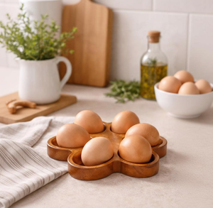 Handmade Wooden <b>Egg</b> Holder Tray Natural Wood <b>Egg</b> <b>Storage</b> Rack for Kitchen Farmhouse Home Decor Usage Supplies From India - Product Image 4