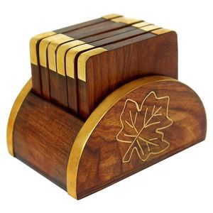 Square Wooden Coasters Set With Non Slip Base Modern <b>Table</b> Mats & Pads <b>6</b> Mm Thickness Handmade Eco Friendly Reusable Coaster - Product Image 2