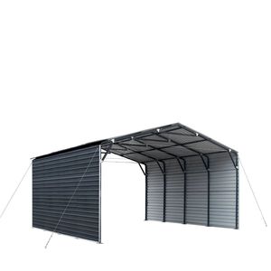 TMG MSC2020F Abri de voiture métallique simple 20FT x 20FT avec parois latérales fermées de 10FT, 400 pieds carrés, panneaux ondulés 27 GA pour abri de garage - Product Image 3