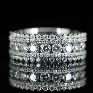 Hip Hop Heavy Ring Wedding Engagement <b>Gift</b> 925 Sterling Silver VVS Moissanite Iced 5 Row Eternity Band Brilliant Claw Setting - Product Image 5