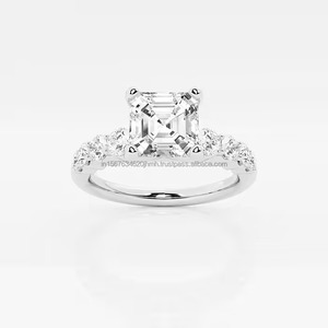 Anillo fino de oro de 14kt para mujer IGI/GIA/EGL certificado Lab-Grown Asscher Diamond compromiso clásico boda aniversario fiesta regalo - Product Image 5