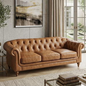 Classic Chesterfield Real Leather 3 Seater <b>Sofa</b> Stylish Comfortable Couch for Luxury Hotel and Living Room Decoration - Product Image 1