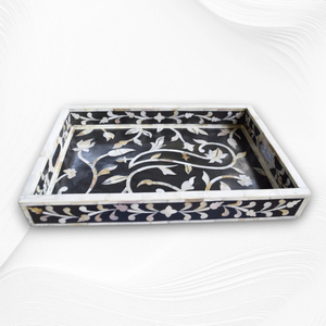 Bandeja Decorativa Hecha a Mano con Incrustaciones Geométricas de Hueso de Mostaza, Bandeja de Resina con Hueso de Camello, Decoración de Lujo para el Hogar, Bandeja para Mesa de Centro Otomana - Product Image 5