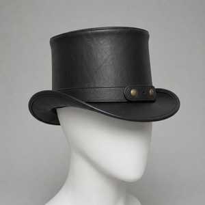 Unisex Black Leather <b>Top</b> <b>Hat</b> with Gold Coin Band 56-58CM England Style Adult Casual Digital Printing Four Seasons - Product Image 4