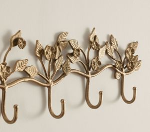 Decorative Antler <b>Wall</b> <b>Hook</b> <b>Rack</b> Multi-Point Rustic Deer Horn Hanger Champagne Gold Jewelry and Hat Organizer for Entryway & Cab - Product Image 2