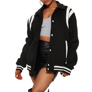 Personnalisé Fileté Leader Bouche Épaule Rayures Teddy Slim Vintage Letterman Varsity Vestes Lavé Brodé Femmes Bomber 2025 - Product Image 4