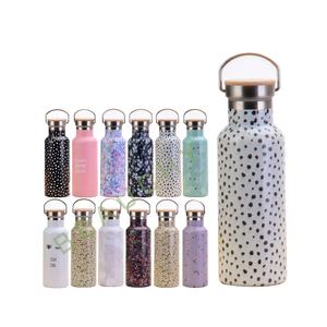 Beauchy 17oz personnalisé vide à double paroi flacon à vide isolé thermique en acier inoxydable bouteille d'eau avec couvercle en bambou - Product Image 1