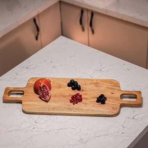 Planche à découper en bois de style ferme moderne, forme rectangulaire, épaisseur 1,5 cm, compatible lave-vaisselle, écologique, élégante, ustensile de cuisine personnalisable - Product Image 3