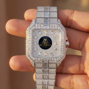 High Quality Stainless Steel Moissanite Diamond Luxury Quartz Wristwatch 40mm Hidden <b>Clasp</b> <b>for</b> Men with Iced Design Best Price - Product Image 1