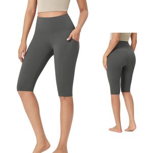 Wholesale Custom Women High Waist Stretch Yoga Training Shorts <b>With</b> <b>Pocket</b> Breathable Fitness Running Gym Activewear Biker Short - Product Image 1