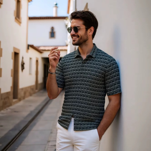 Camisas de Playa Holgadas con Estampado Tropical Personalizadas de Fábrica, Camisas Hawaianas para Hombre, Camisa de Playa de Manga Corta con Botones para Hombre - Product Image 1